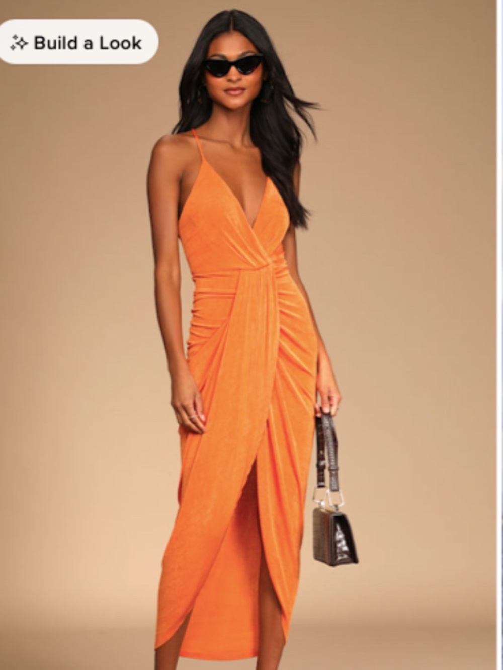 Lulus Orange Bodycon Surplice Midi Dress size XL